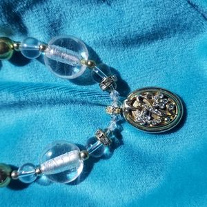 Vintage gold plated diamond or crystal locket necklace